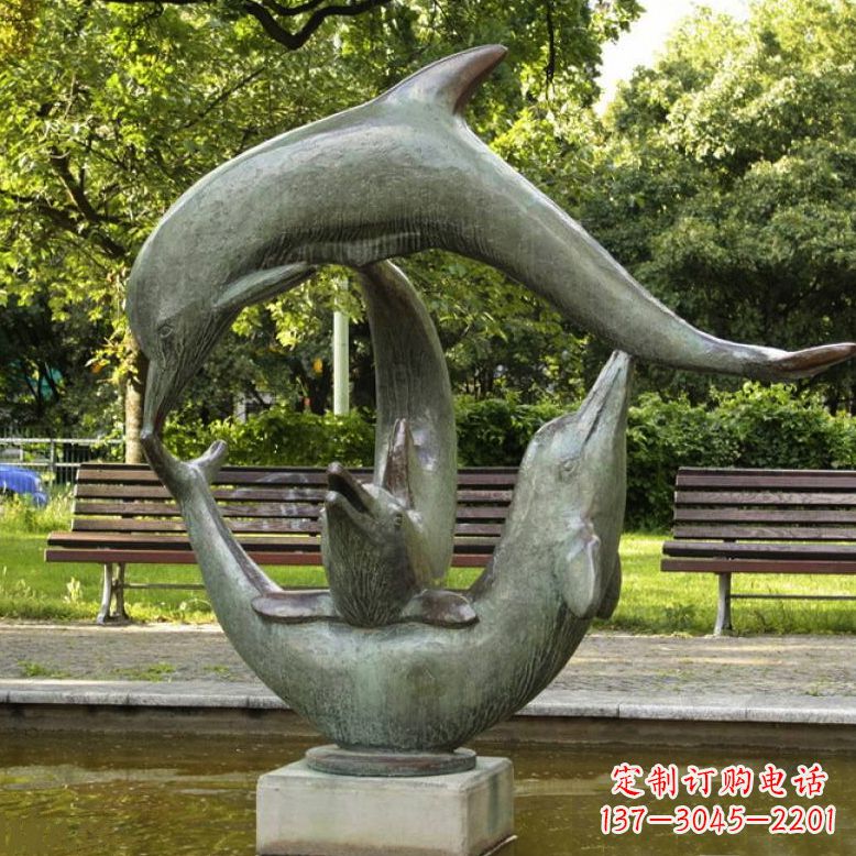 合肥风格精美的海豚铜雕喷泉