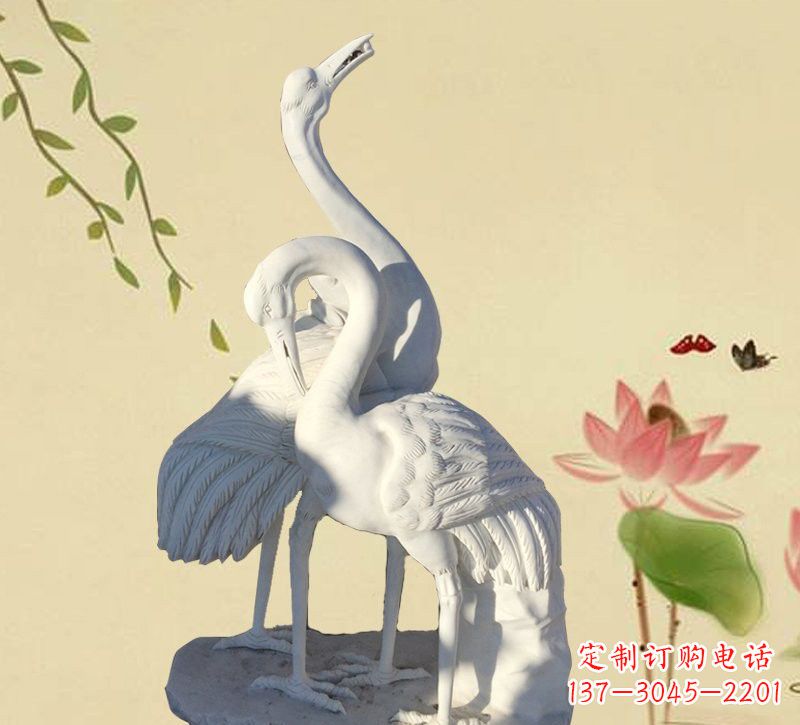 合肥公园汉白玉仙鹤石雕