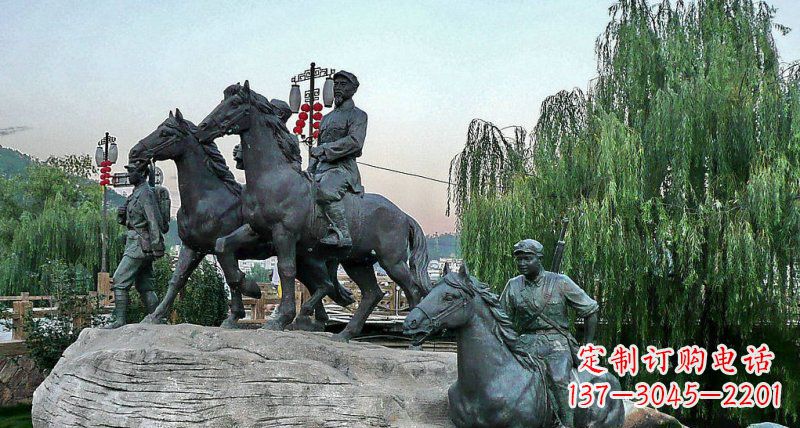 合肥公园红军骑马景观铜雕