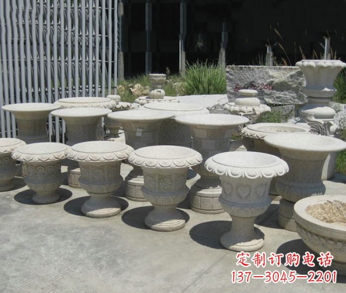 合肥大理石花盆石雕艺术品
