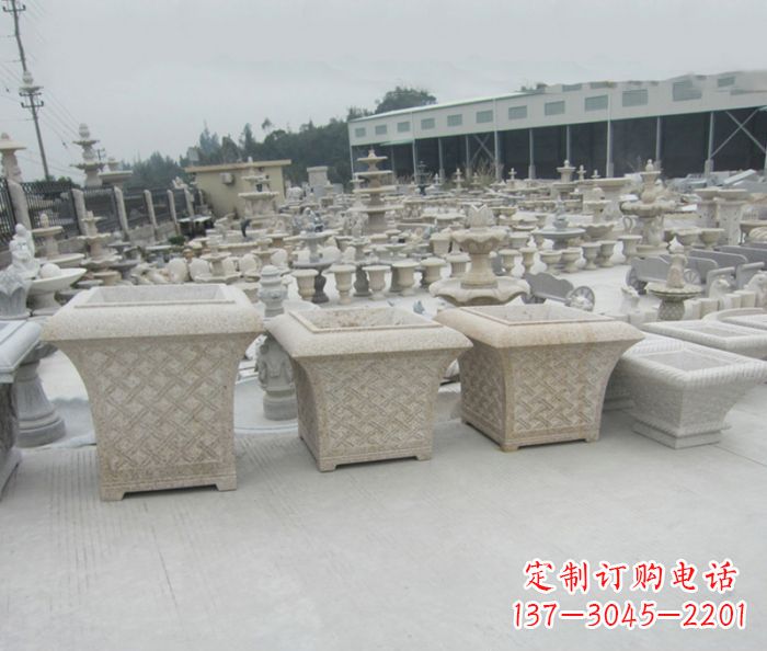 合肥优雅花盆大理石雕塑