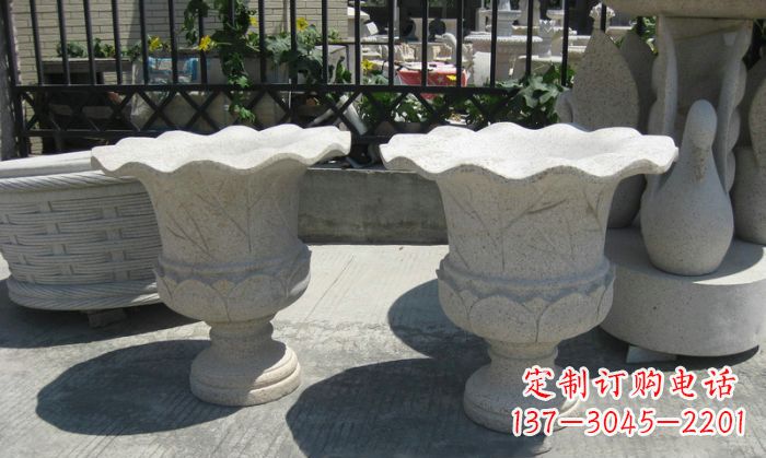 合肥公园景观大理石花盆石雕 (11)