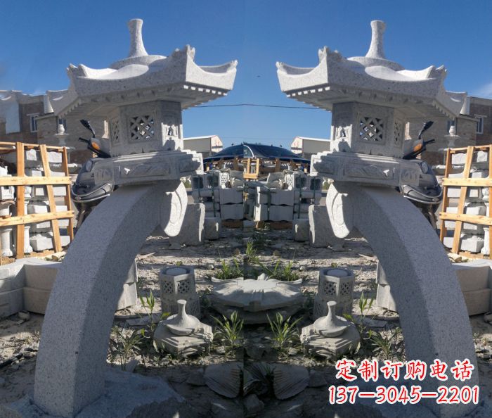 合肥精美大理石镂空石灯雕塑