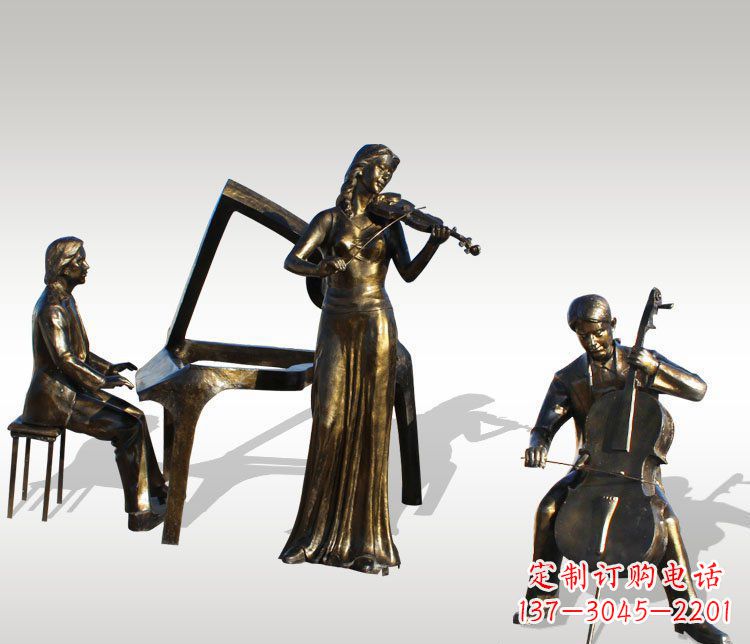 合肥公园景观钢琴拉小提琴人物铜雕