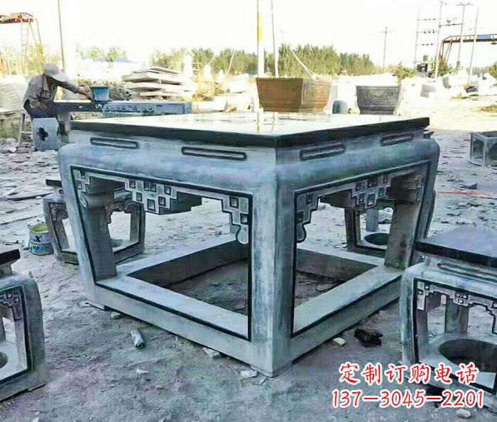 合肥雕塑艺术方形石桌凳