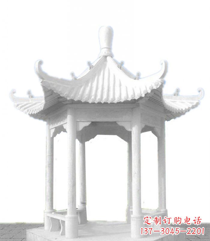 合肥公园景观汉白玉石雕凉亭 (2)