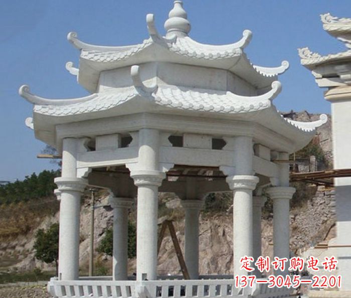 合肥公园景观汉白玉石雕凉亭