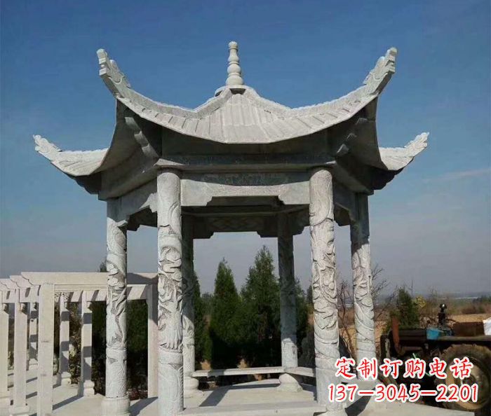 合肥公园景观六角凉亭石雕