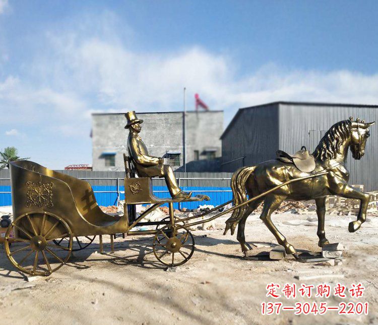 合肥公园景观坐着马车的人物铜雕