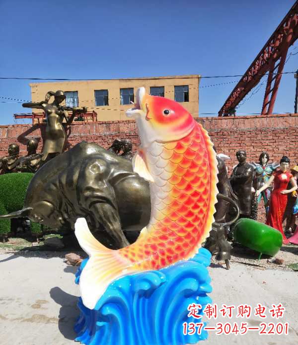 合肥公园景区玻璃钢喷水鲤鱼雕塑