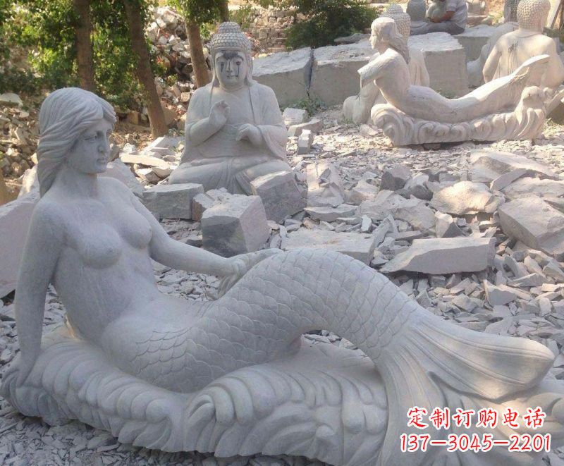 合肥公园景区美人鱼石雕