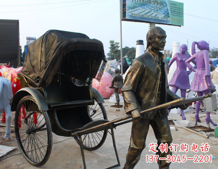 合肥精致可爱的黄包车铜雕