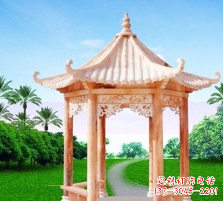 合肥艺术精美的六角凉亭石雕