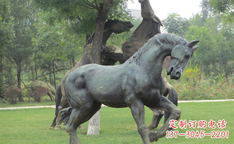 合肥公园马动物景观铜雕 (2)