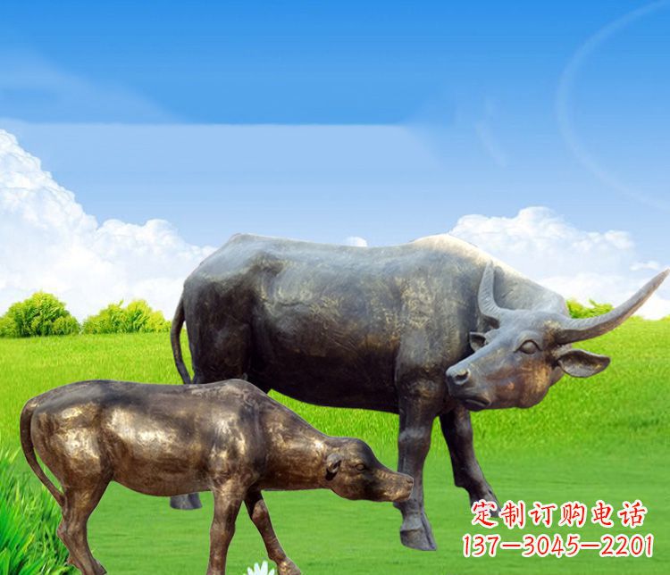 合肥 传统文化风格母子黄牛铜雕塑