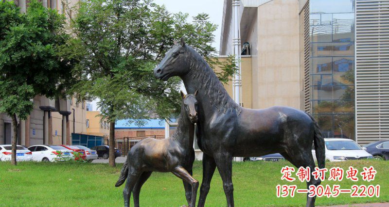 合肥公园母子马动物铜雕