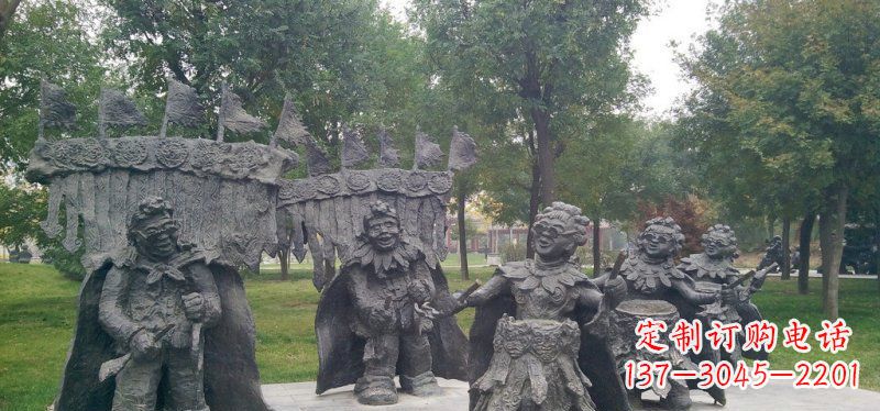 合肥公园扭秧歌的老人小品铜雕