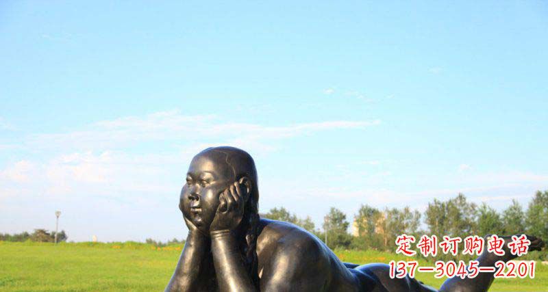 合肥美好时光,萌萌哒胖女孩青铜雕塑