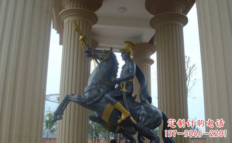 合肥公园骑马的罗马士兵人物铜雕