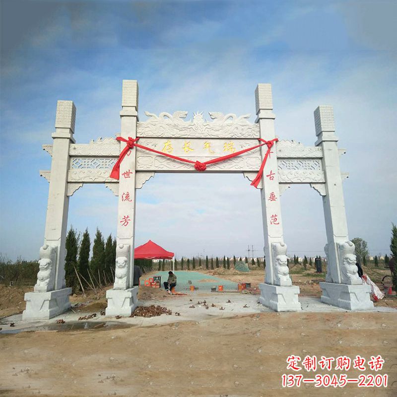 合肥中领雕塑专业定制公园三间四柱牌坊雕塑