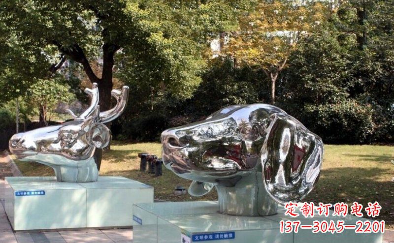 合肥不锈钢十二生肖头像雕塑