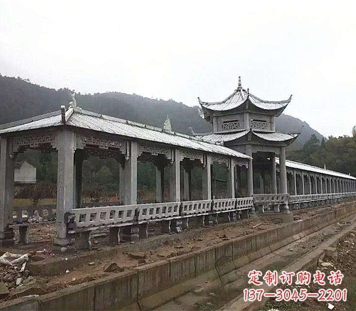 合肥中领雕塑定制精美的公园石雕亭子长廊