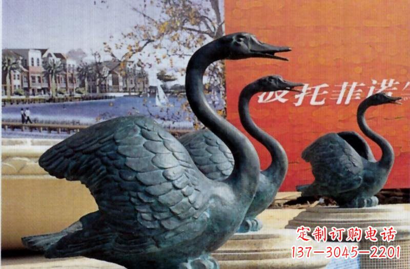合肥公园天鹅铜雕