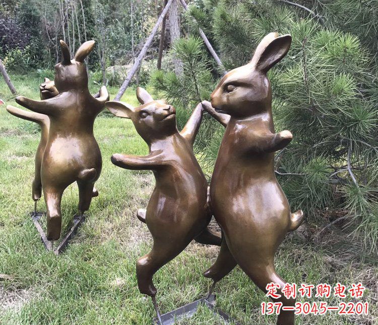 合肥铜雕奔跑兔子动物雕塑