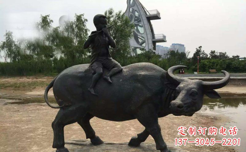 合肥铜雕牧童与犊子雕塑