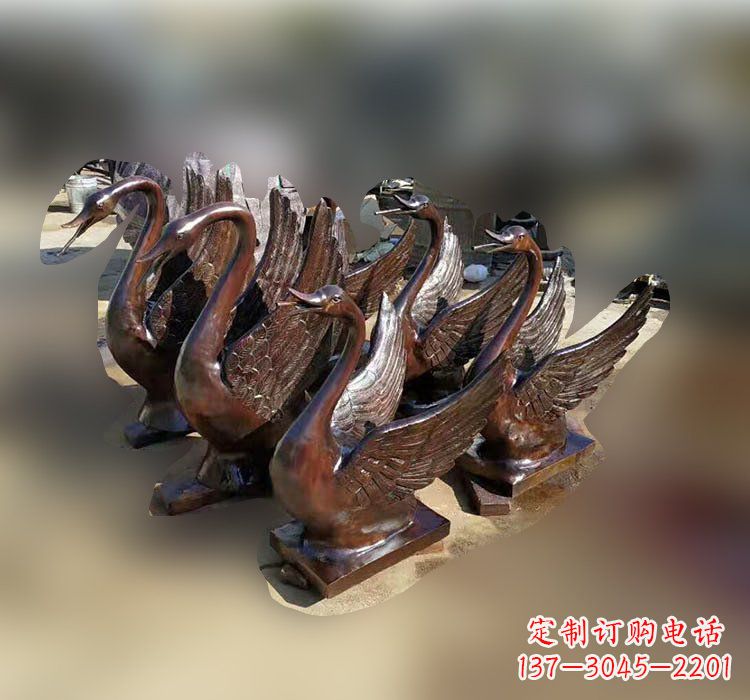合肥公园铜雕天鹅