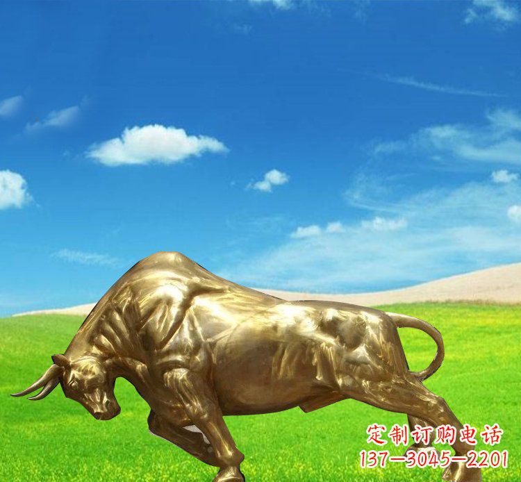 合肥公园铜雕贴金黄牛动物雕塑