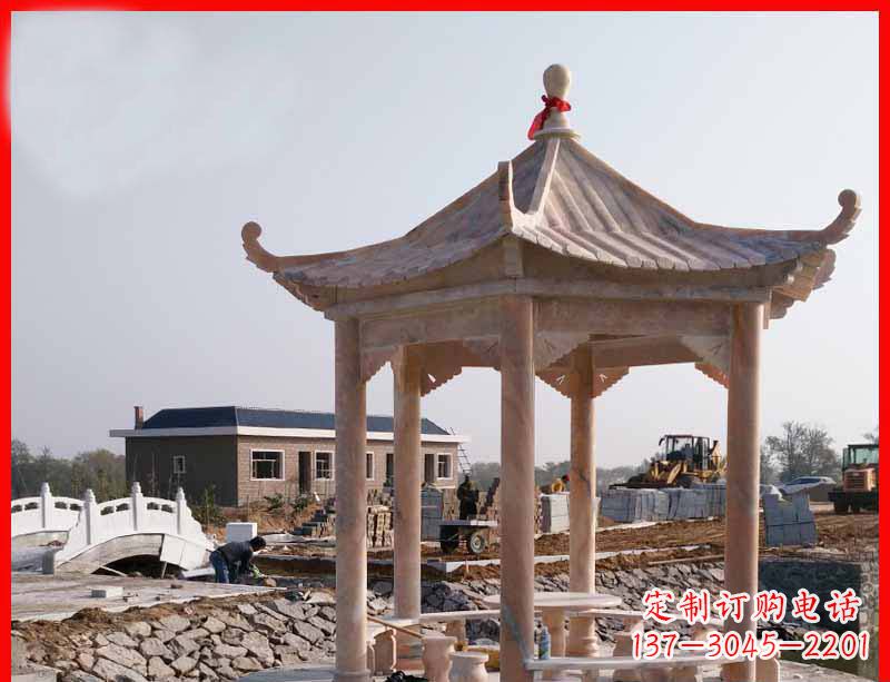 合肥红六角石凉亭雕塑