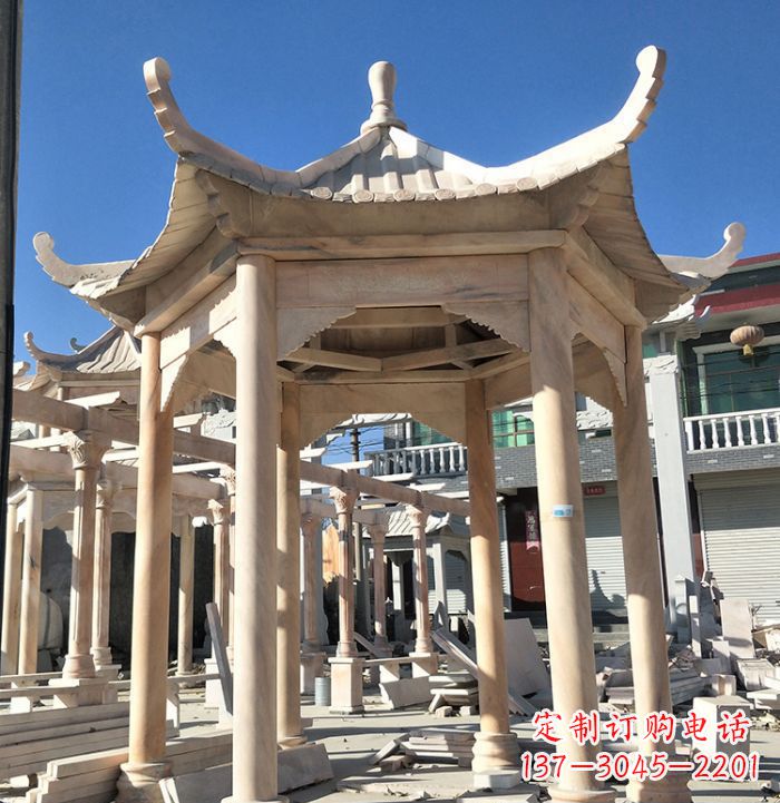 合肥公园晚霞红凉亭雕塑