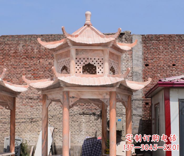 合肥中领雕塑精致双层石头凉亭雕塑