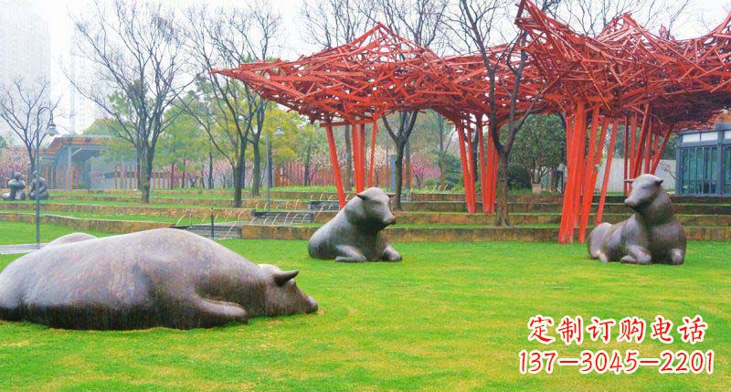 合肥中领雕塑精美休闲动物铜雕