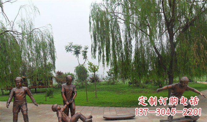 合肥多彩童年，铜雕小孩游戏人物雕塑