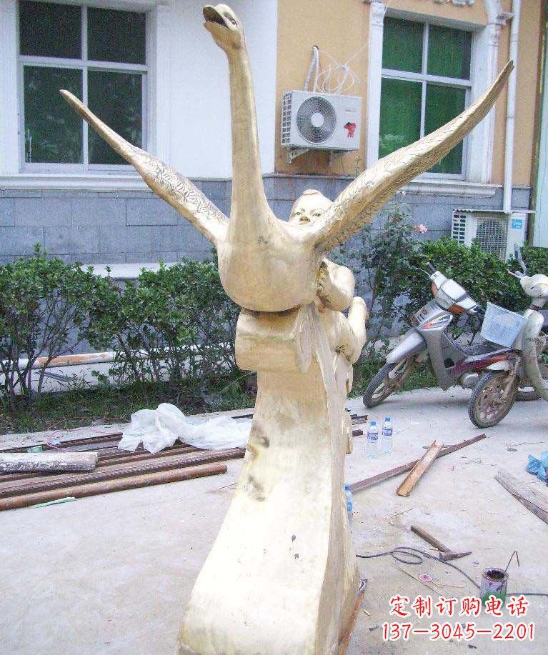 合肥孩子与天鹅·梦幻铜雕