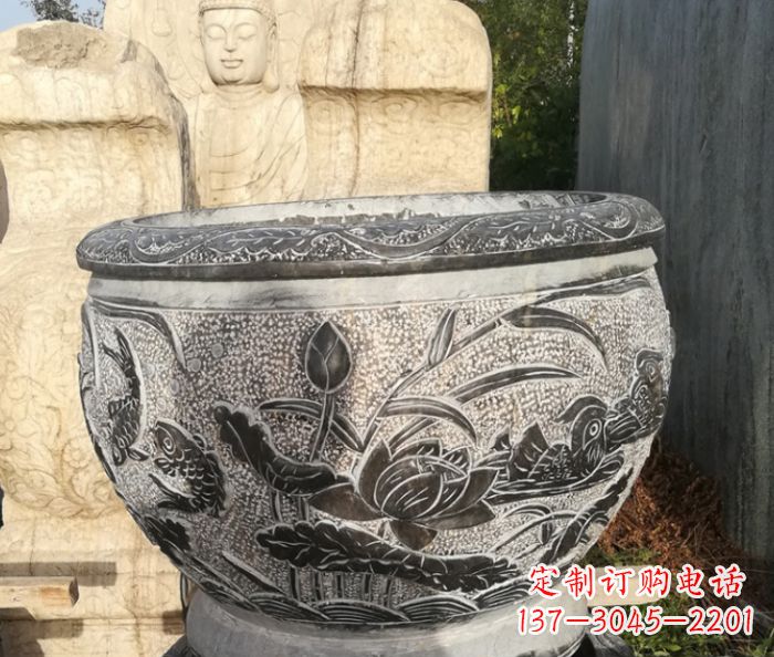 合肥室内装饰用鸳鸯荷花浮雕水缸
