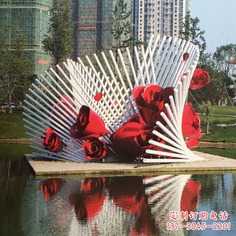 合肥玫瑰之美,不锈钢艺术雕塑