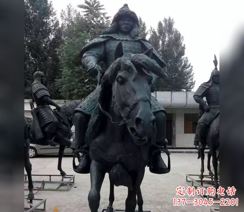 合肥英姿飒爽古代将军骑马铜雕