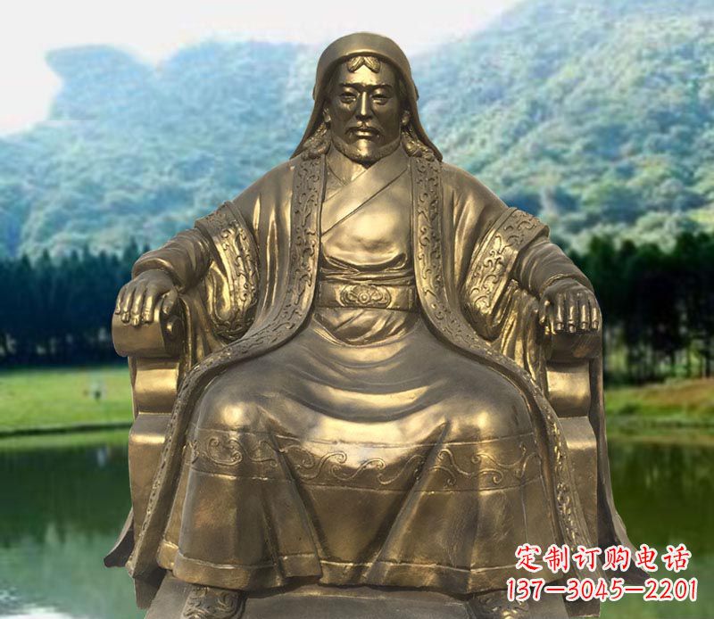 合肥古代名人成吉思汗铜雕2