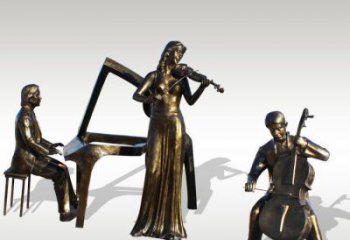 合肥公园景观钢琴拉小提琴人物铜雕