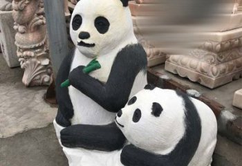 合肥领雕塑——公园母子熊猫石雕