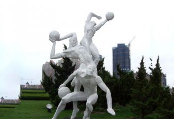 合肥公园体育运动不锈钢网格打篮球人物雕塑