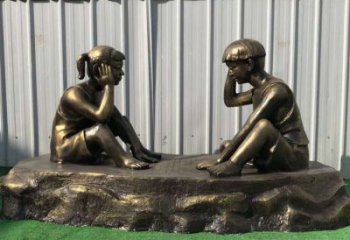 合肥儿童雕塑-铜雕下棋展示精美的艺术