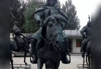 合肥英姿飒爽古代将军骑马铜雕