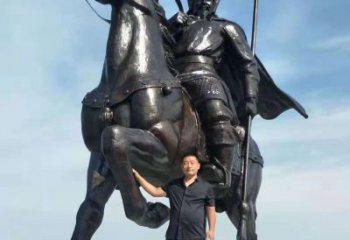 合肥以古代骑马将军为灵感的铜雕