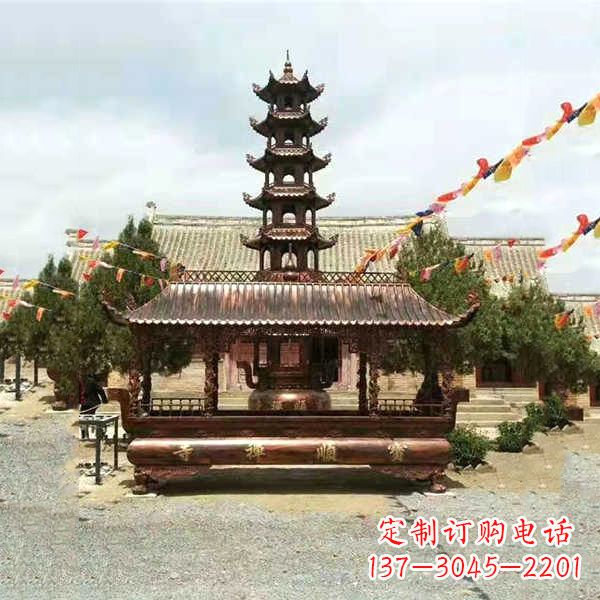 合肥全新古典铜香炉雕龙塑型双耳方形器皿
