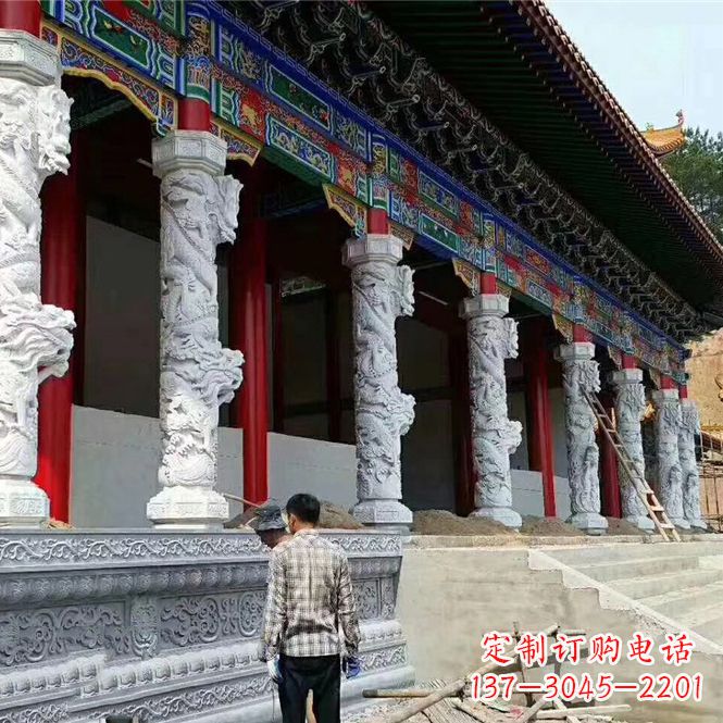 合肥古建汉白玉龙柱石雕