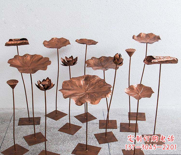 合肥精美古铜色荷花不锈钢雕塑